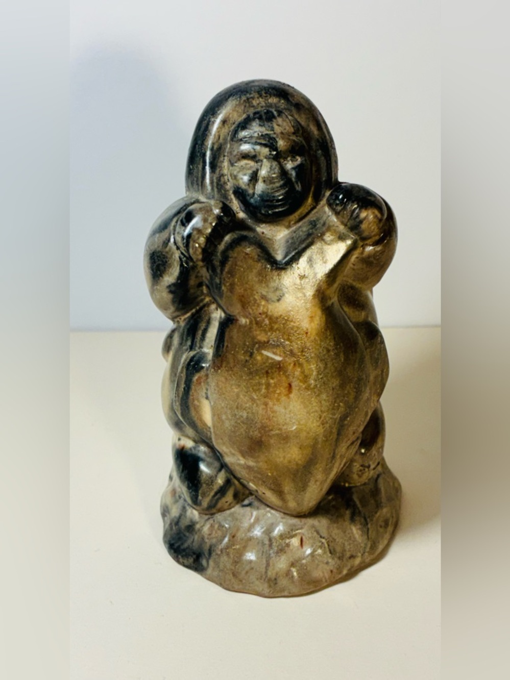 Vintage Thorn Arts Inuit With Fish Figurine